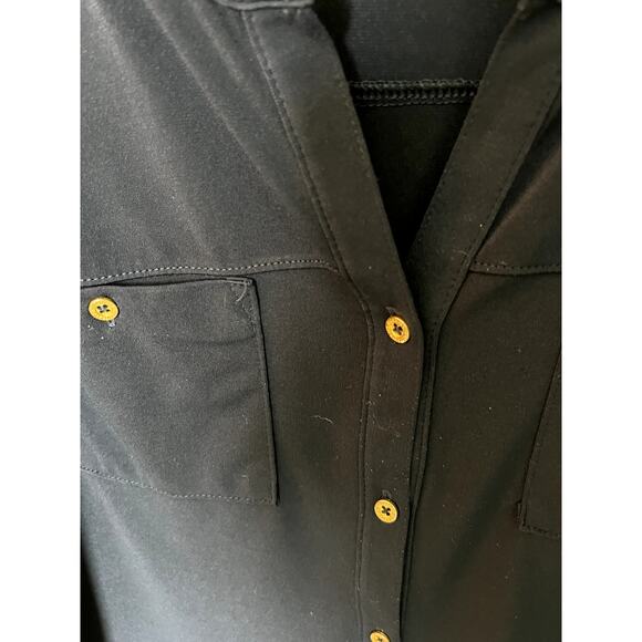 Ellen Tracy Navy Blouse with Gold Buttons Size MED‎ - Picture 1 of 3